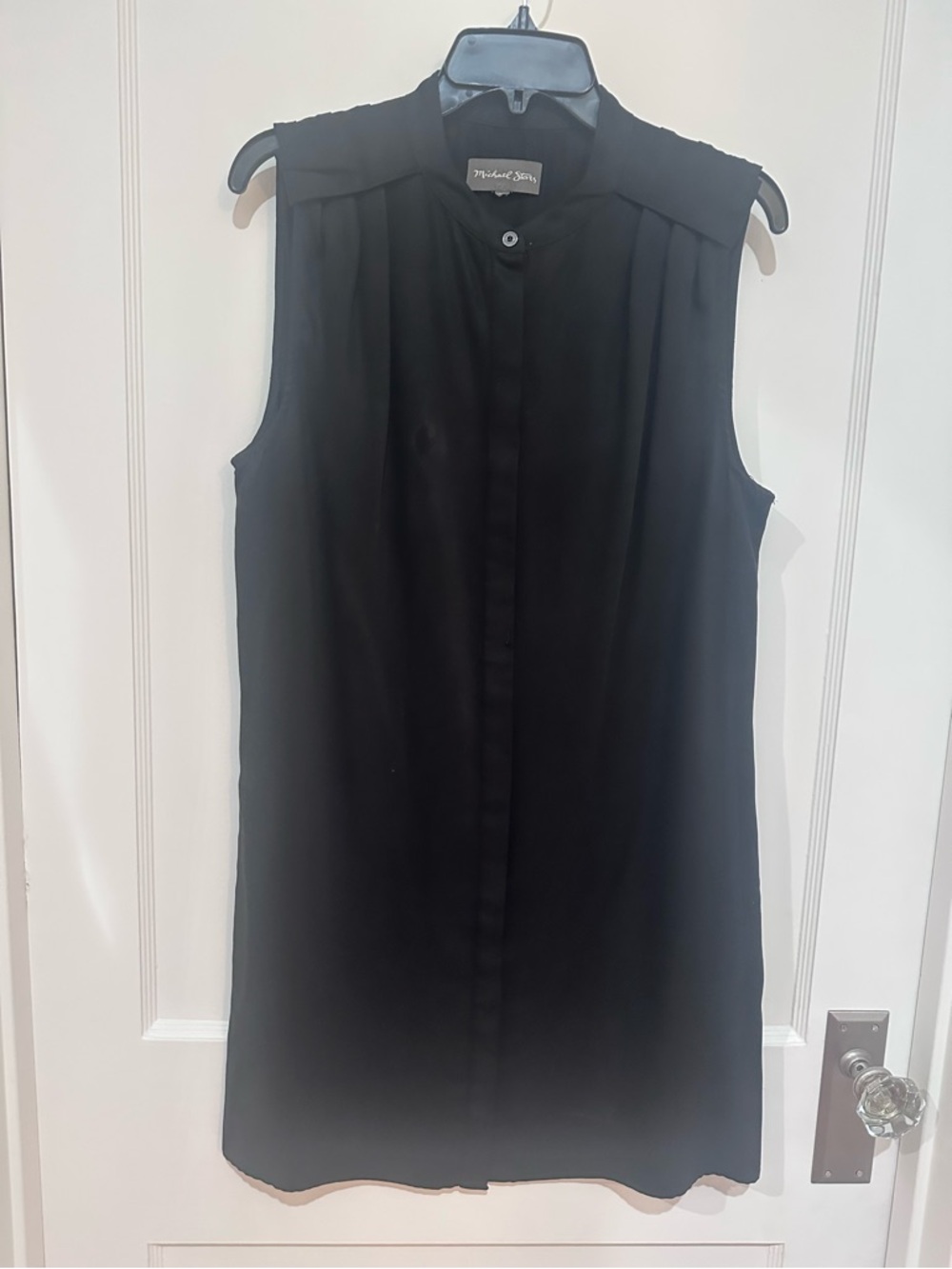 Michael Stars Black Sleeveless Mandarin Shirt Dress
